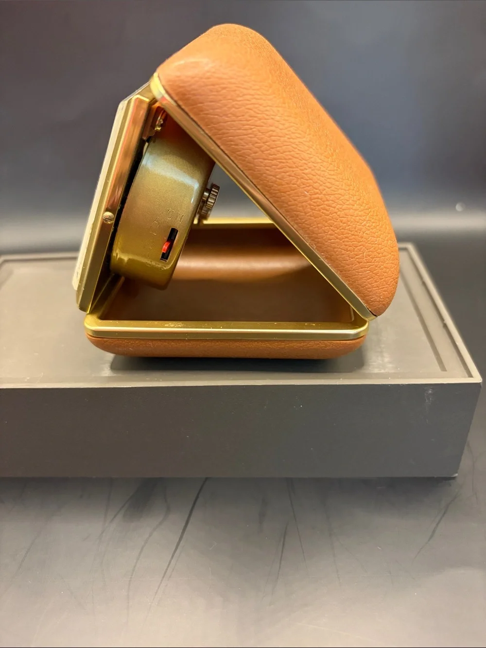 Gold and Brown Folding Travel Clock